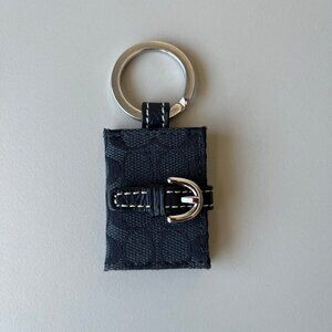 Coach Black Keychain Key Ring Logo Fold for Men Women Unisex (LOT OF 2)
